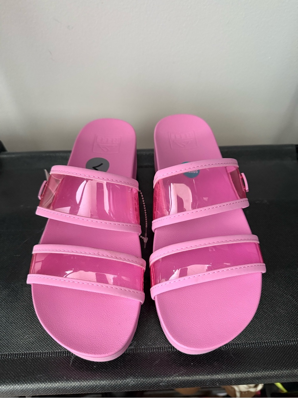 Reef Pink Triple-Strap Platform Slides - Picture 3 of 5